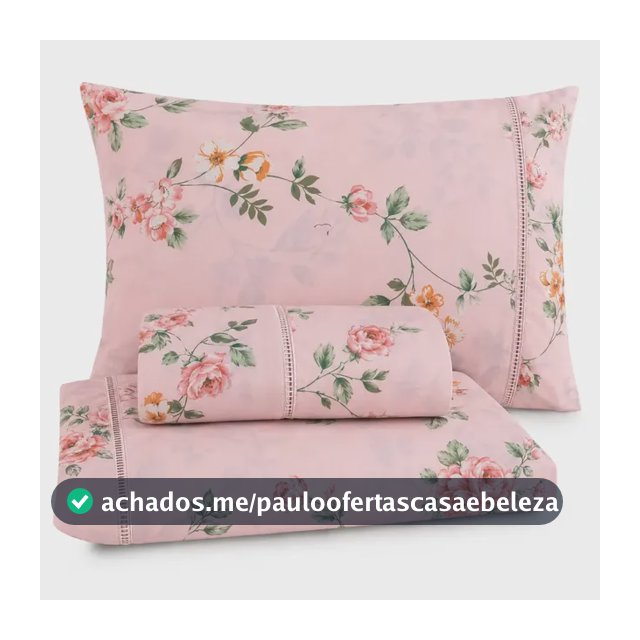 Jogo De Lençol Queen 3 Peças 400 Fios C/ Elástico Hotel Floral Rose Claro