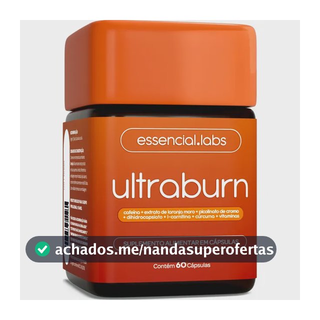 ULTRABURN - Fórmula Exclusiva contendo L-Carnitina + Cafeína + Laranja Moro + Cúrcuma + Dihidrocapsiato (DHC) + Picolinato de Cromo + Vitamina - 60 Cápsulas