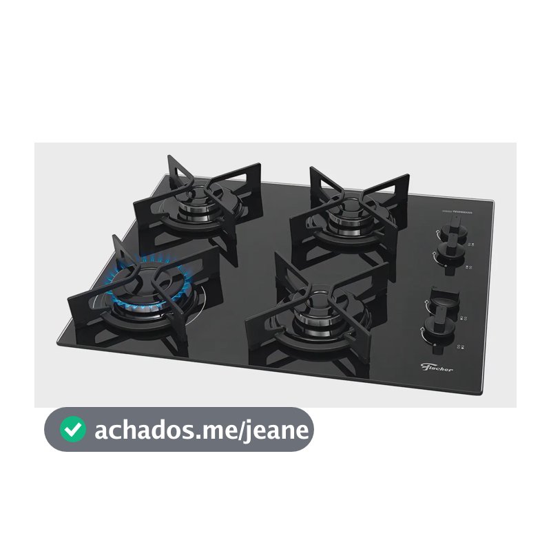 Cooktop Fit Line Fischer 4 Bocas Chama Rapida Trempe Iron Vidro Preto 36310-102671