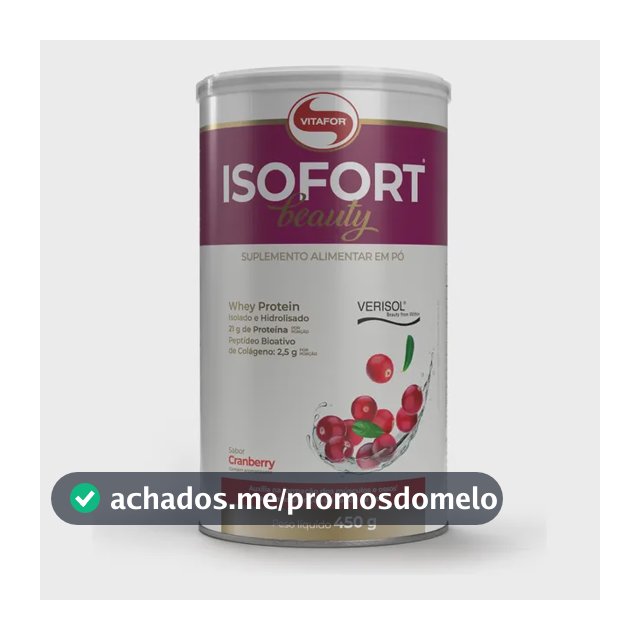 Whey Protein Vitafor Isofort Beauty Isolado e Hidrolisado Cranberry 450 g