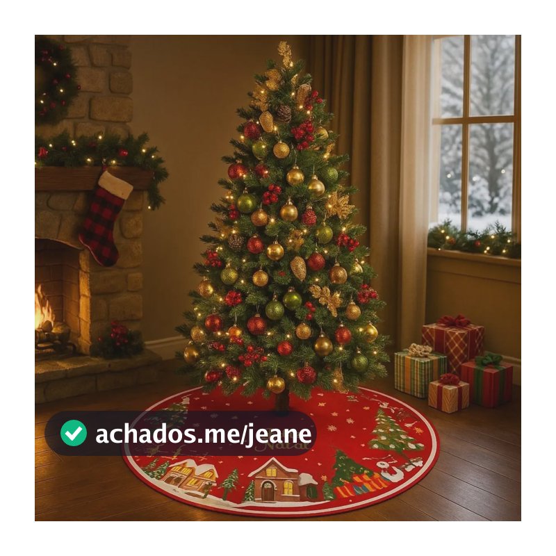 Saia Tapete Base Árvore De Natal Decoração Enfeite Natalino Vermelho Saia Tapete Árvore De Natal