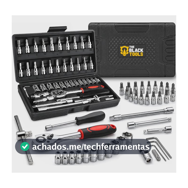 Kit Ferramentas C/46 Peças Aço Cr-v C/maleta The Black Tools Preto