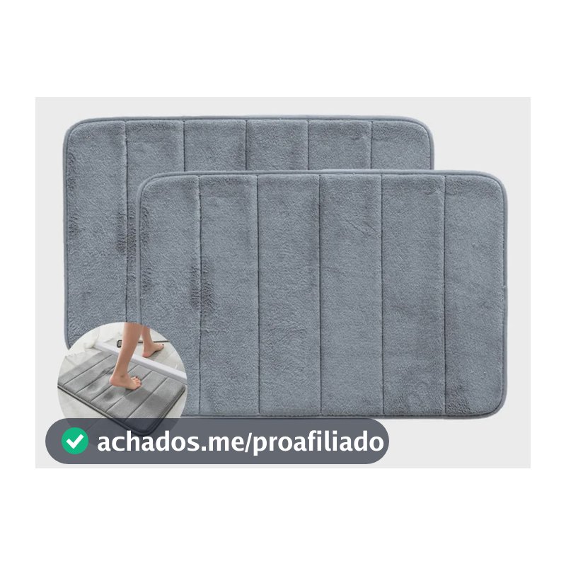Kit 2 Tapetes Felpudos Banheiro Antiderrapantes 60x40cm Cinza Geométrico