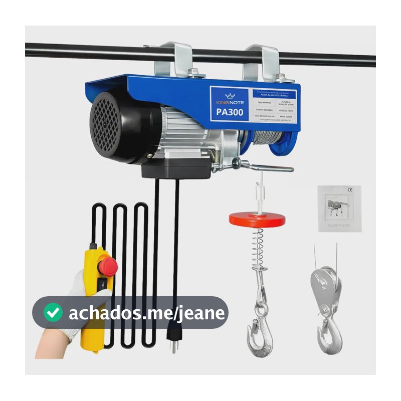 Guincho Talha Elétrica Capacidade 150 / 300 Kg Elevação De Até 12 Metros 650W Cabo Aço