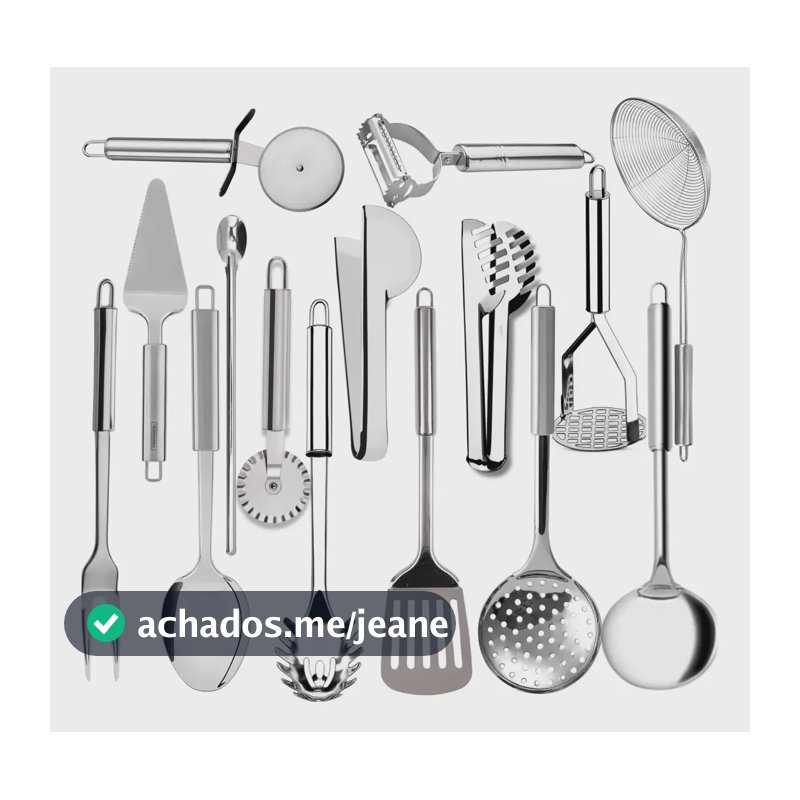Kit 15 Utensílios Para Cozinha Em Aço Inox Jogo De Completo Aço Inox