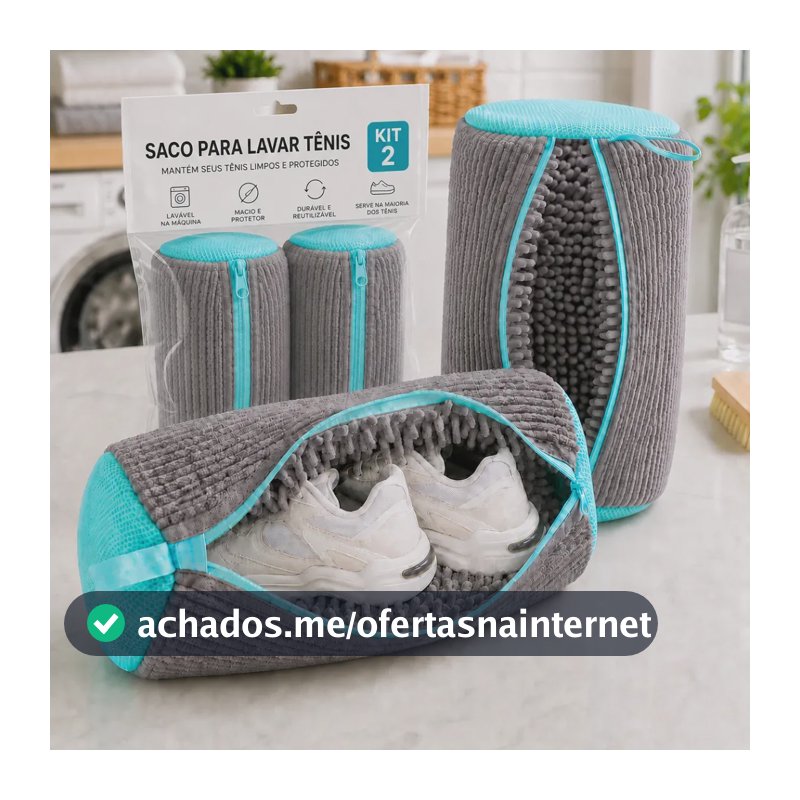 Kit 2 Sacos Para Lavar Tênis E Sapatos Em Máquina De Lavar – Saco Telado Anti-Impacto Com Fechamento Em Zíper