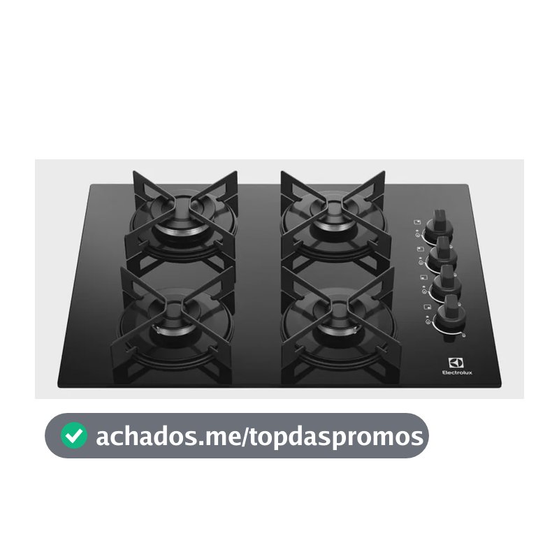 Cooktop 4 Bocas a Gás Electrolux Mesa de Vidro Efficient Grade de Aço Fosco (KE4GR) Bivolt