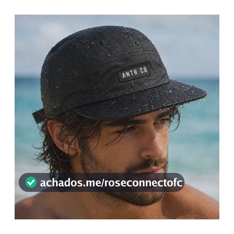 Boné Aba Reta Five Panel Evasecret Water Strapback Impermeavel Preta