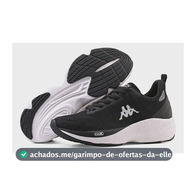 Tênis Kappa Pulse Academia Corrida Caminhada Original Unisex Preto/branco 40 Br