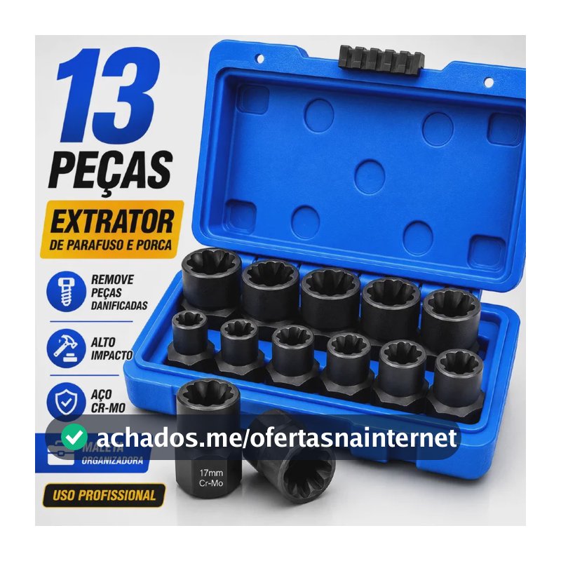 Kit 13 Peças Extração De Parafuso E Porca De Impacto Pronta