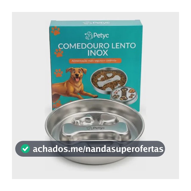 Comedouro Lento de Aço Inoxidável Antiderrapante para Cães, 1kg