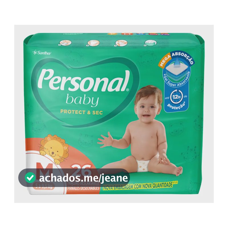 Fraldas Personal Baby Protect & Sec M x 26 unidades