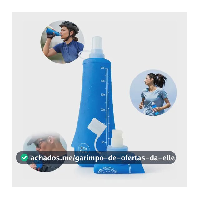 Garrafa De Água Dobrável Silicone Soft Squeeze Corrida 500ml Azul