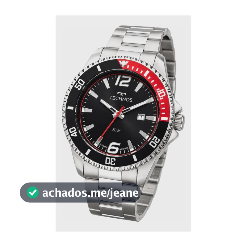 Relógio Technos Racer Masculino Prata Mostrador Preto Aço Inox 50M Pepsi Prova D'agua 2115UDB/1P