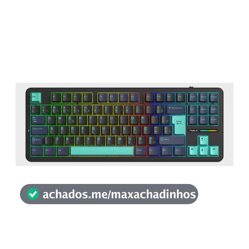 Teclado Mecânico Aula F87 Sem Fio Verde/preto Hotswap Abnt2 Verde/preto Português Brasil