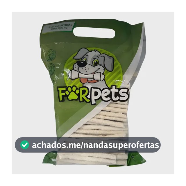 Petisco Osso Palito Forpets Branco Couro Natural 1kg 8mm