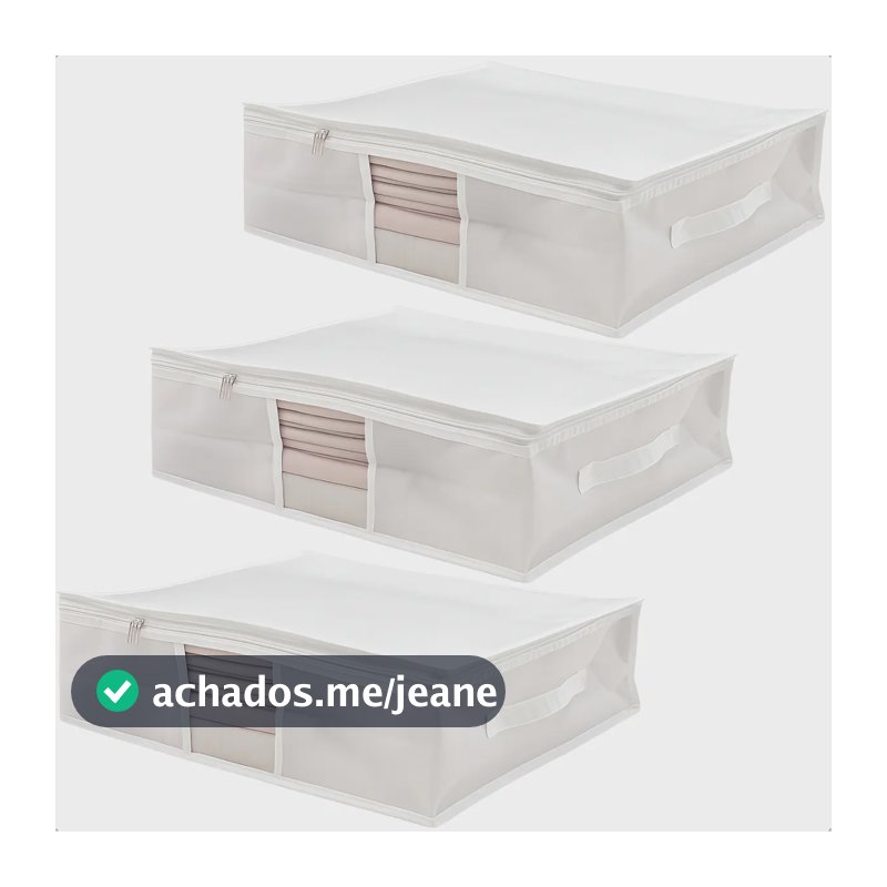 Kit 3 Saco Organizador Multiuso Closet Roupa Cama Mesa Banho Cor Branco