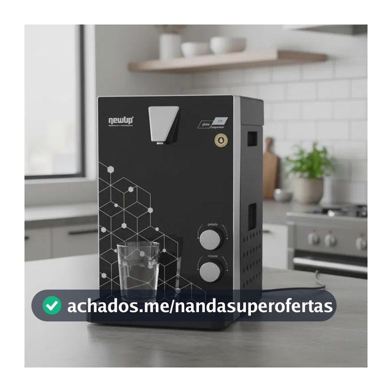 Purificador de Água New.Up! Glass 2.0 Preto Compressor 1.8L/H