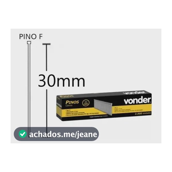 Pino 30mm Grampeador Pinador Ppv 30 2500 Peças Vonder