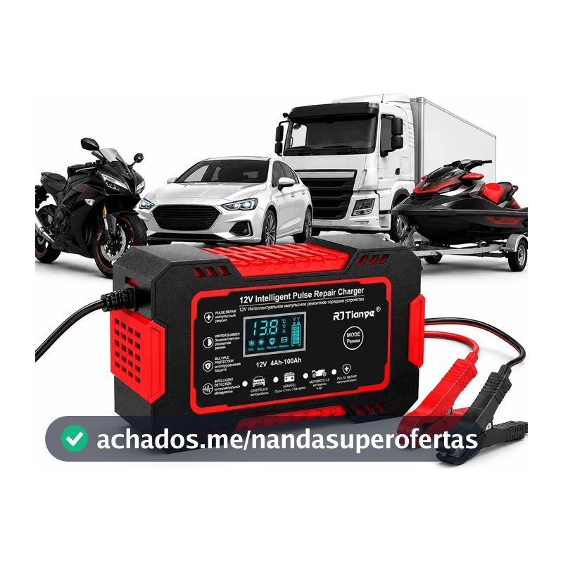 Carregador Inteligente De Bateria Automotiva 12v 6a Bivolt Recupera Baterias 4ah A 100ah indobest Todos Veículos Moto Carro Caminhão Barco