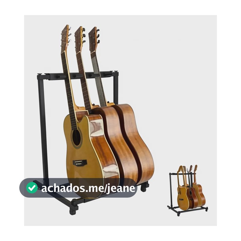 Suporte Rack P/ 3 Instrumentos Guitarra Violão Contrabaixo Preto