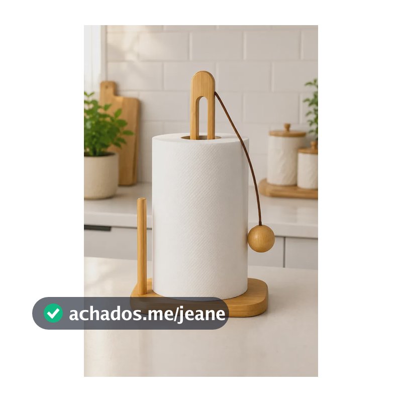 Porta Papel Toalha Bambu Para Mesa Cozinha Vertical Madeira