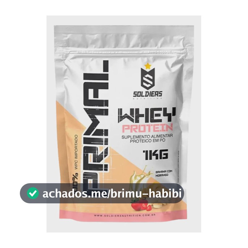 Sachê Whey Protein Primal 1kg Soldiers Nutrition Sabor Banana com Morango em po