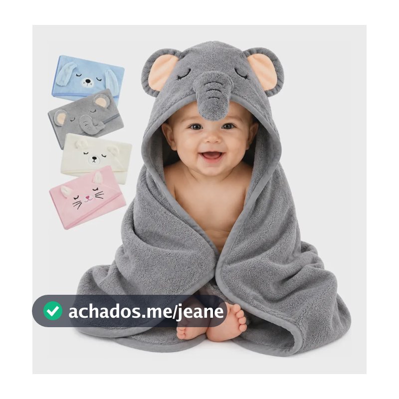 Toalha De Banho Bebê Infantil Com Capuz Grande Macia Forrada Cinza-escuro