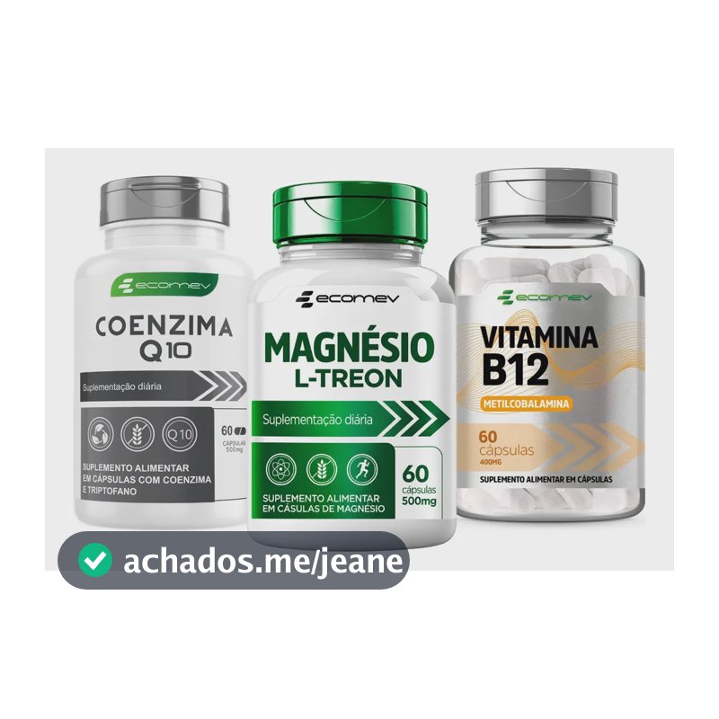 B12 Metilcobalamina + Magnésio L Treonato + Coenzima Q10 Ecomev Sabor Sem Sabor