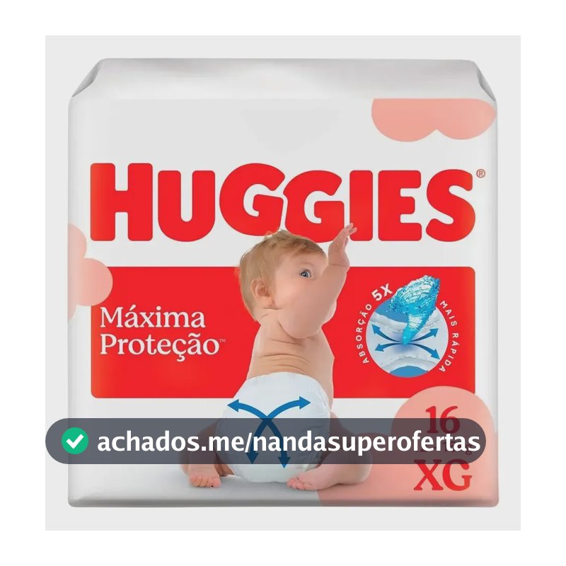 Huggies Fralda Descartável Máxima Proteção XG - 16 Un
