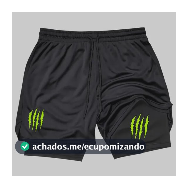 Short 2 Em 1 Academia Duplo Bermuda Masculina Treino Monster