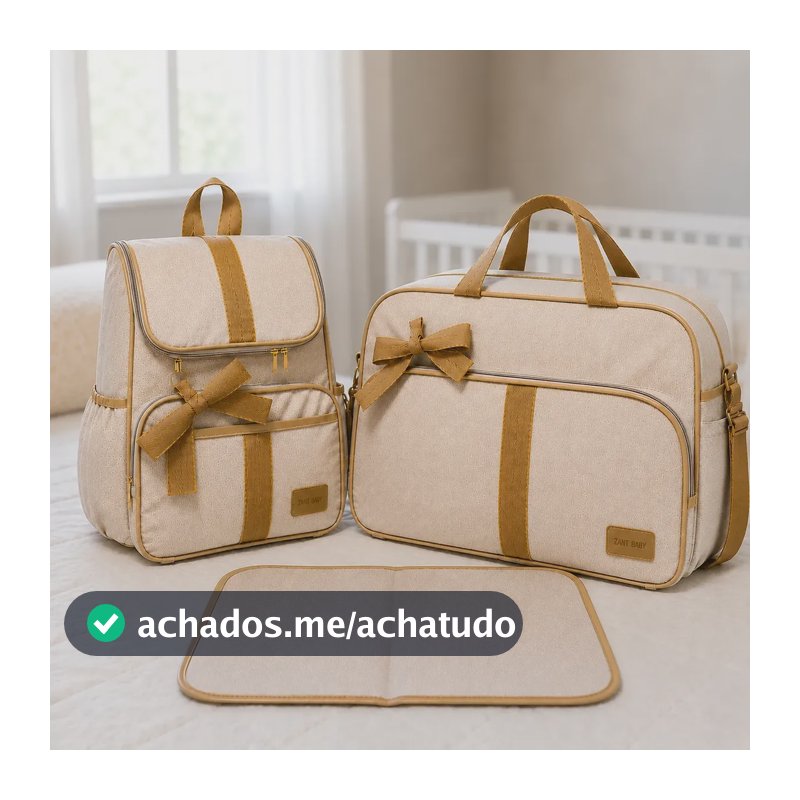 Kit Bolsa Maternidade Completo Com Mochila E Trocador Bebê Bege