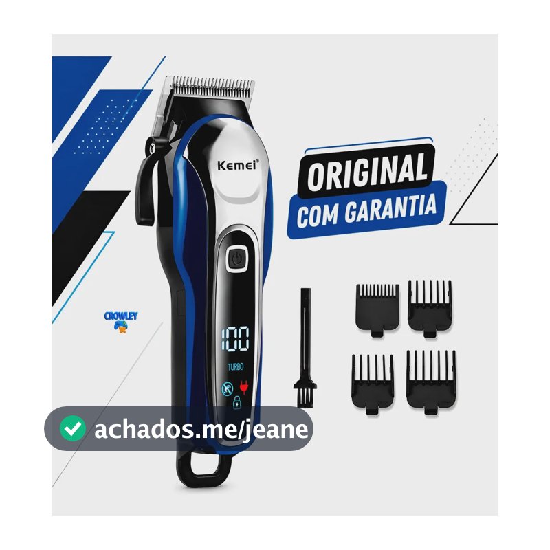 Máquina De Cortar Cabelo Profissional Kemei Km-1995 Bivolt Azul 127/220v