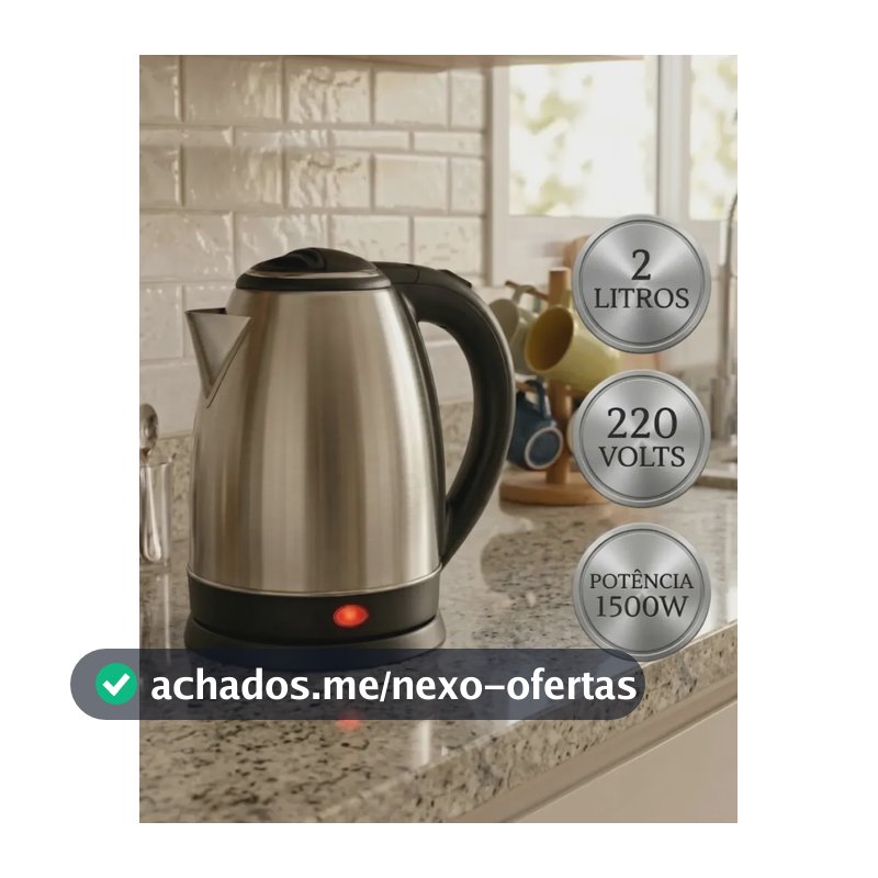 Chaleira Elétrica Inox 2 Litros 1500w Jarra Desligamento Automático Aquecimento Rápido Bule Pítia
