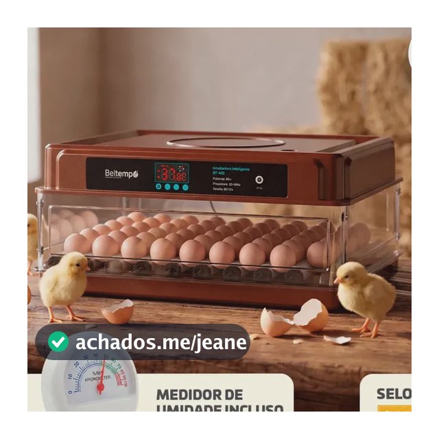 Chocadeira Automática 72 Ovos Com Medidor De Umidade Lavável Bivolt Ovoscópio Certificada Inmetro BT-420 Beltempo