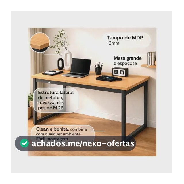 Mesa Escritório Industrial 150x60 Estrutura Ferro Reforçado Home Office