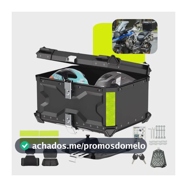 Bau Para Moto 65l Alumínio Base Universal Top Case Maletero Preto