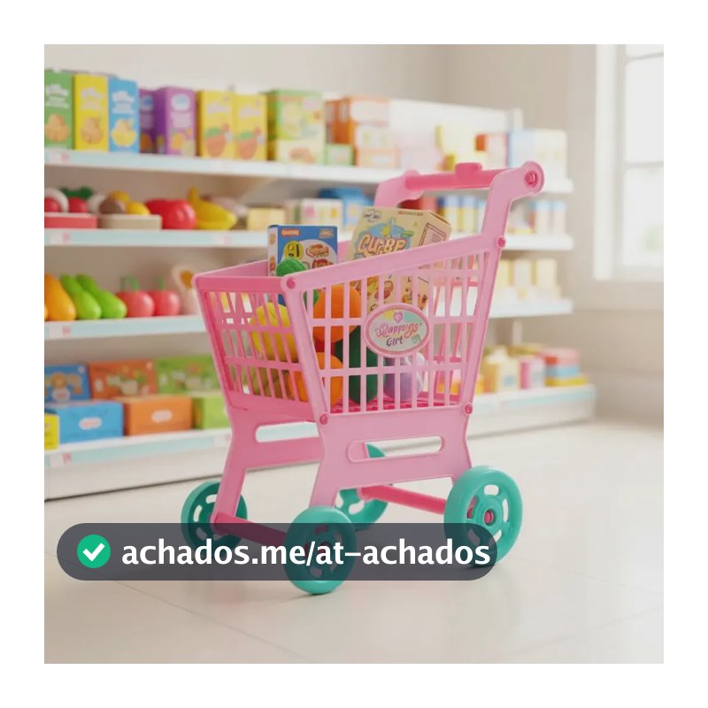 Carrinhos Supermercado Brinquedo Rosa Compras Casinha Menina Rosa