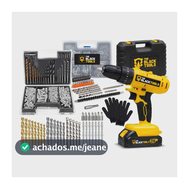 Parafusadeira Furadeira De Impacto Sem Fio Com 2 Baterias 21V + Kit 300 Peças Brocas e Buchas E Luva Pigmentada