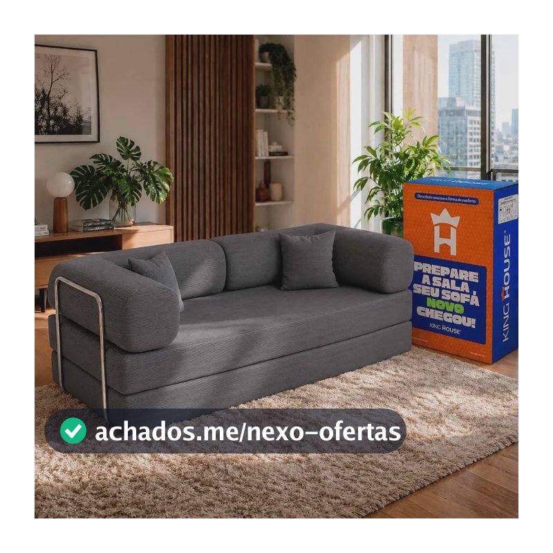 Sofá Cama Chegada Espuma Á Vácuo 2,02m Veludo Cotelê Cinza Cinza/grafite