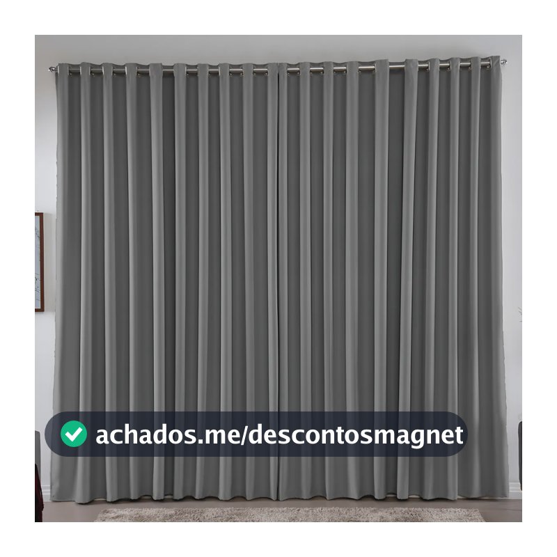 Cortina 3,00x2,50 Metros Blackout Blecaute Cinza Corta Luz Em Tecido Grosso Para Quarto E Sala Casa Laura Enxovais