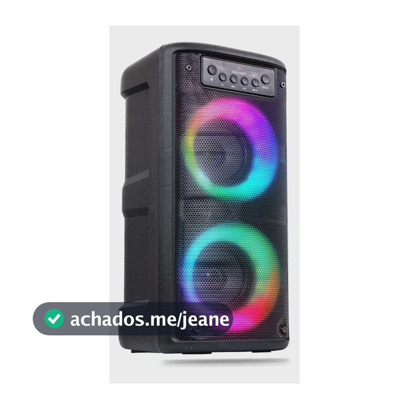 Caixa De Som Bluetooth Torre Led Rgb Grave Potente Aux P2 Sd Preto 127/220v