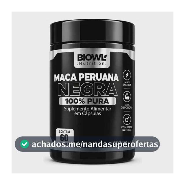 Maca Peruana Negra 500mg Sem Sabor Biowl Nutrition
