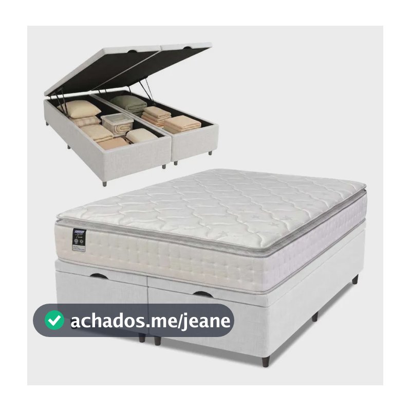 Cama Box Baú Casal Queen Molas Ensacadas 158x198x76cm Gazin Cor Branco