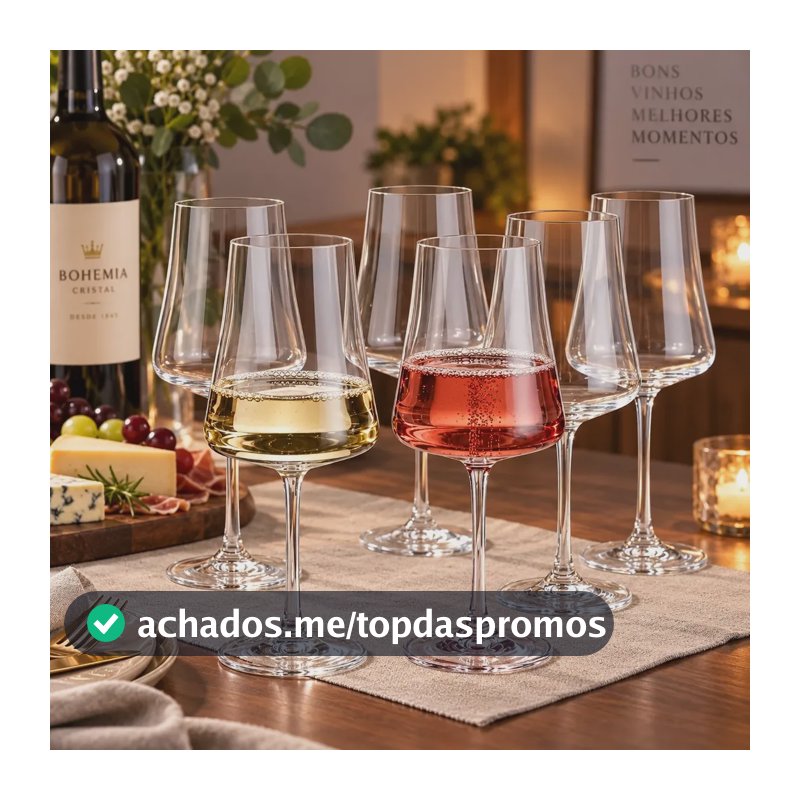6 Taças De Cristal Vinho Branco Tinto 360ml Xtra Bohemia Tra Transparente