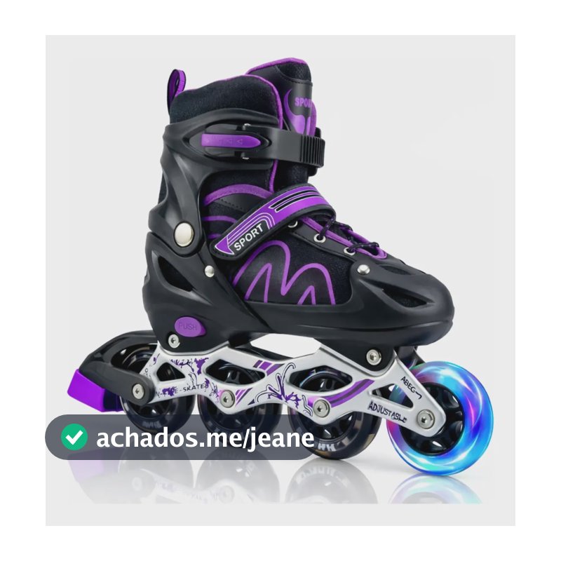 Patins Roller In Line Regulável C/ Ajuste E C/ Luz De Led Roller 36 Ao 40 L Roxo