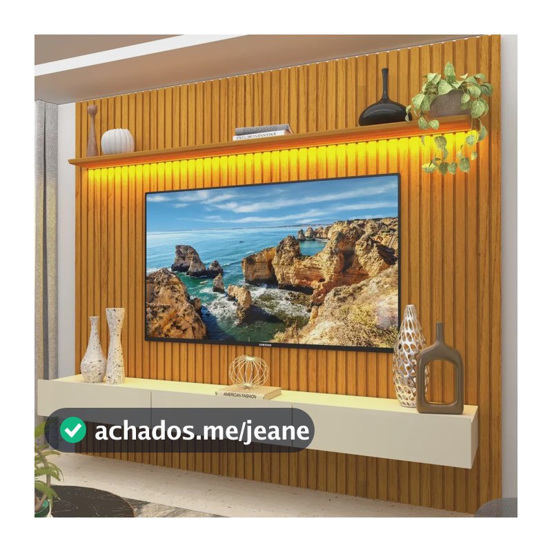 Estante Home Ripada Para Tv Até 85 Polegadas Com Led If Naturale/off White
