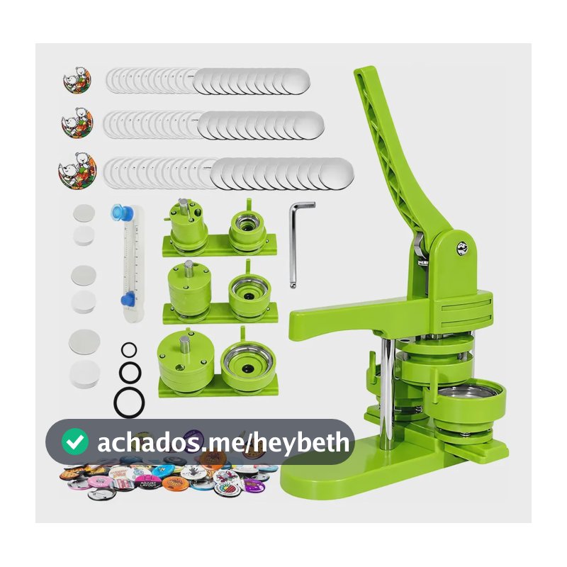 Kit De 3 Máquinas Fazer Botões Fotobots 32/44/58 Mm 150 Unid Verde País