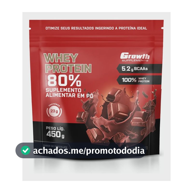 Whey Protein Concentrado 450g Growth Supplements Chocolate
