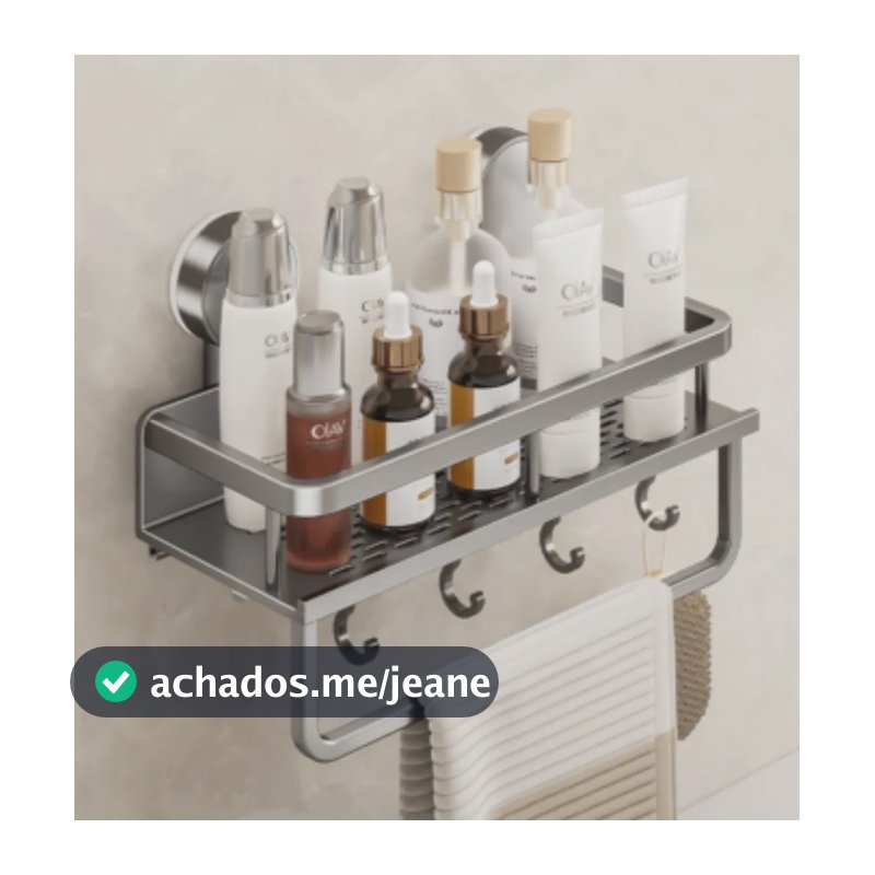40cm Suporte Shampoo Sabonete Prateleira De Ventosa Banheiro Cinza
